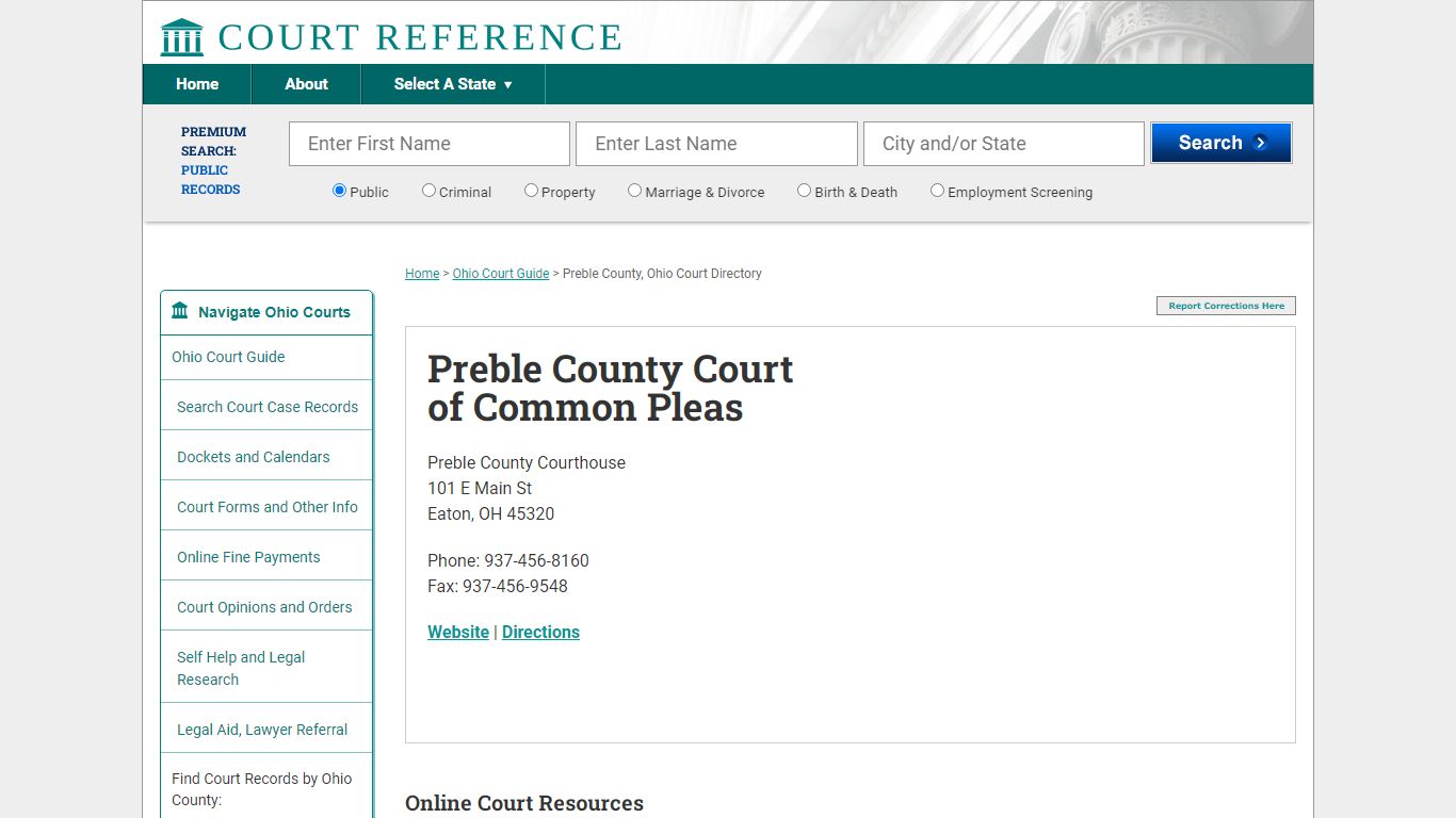 Preble County Court of Common Pleas